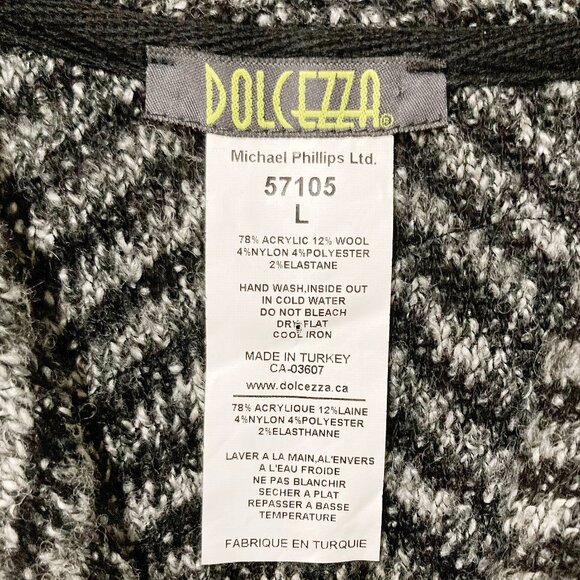 DOLCEZZA Long grey black wool blend open front vest ~ MEDIUM LARGE XL 1X duster - Picture 2 of 14